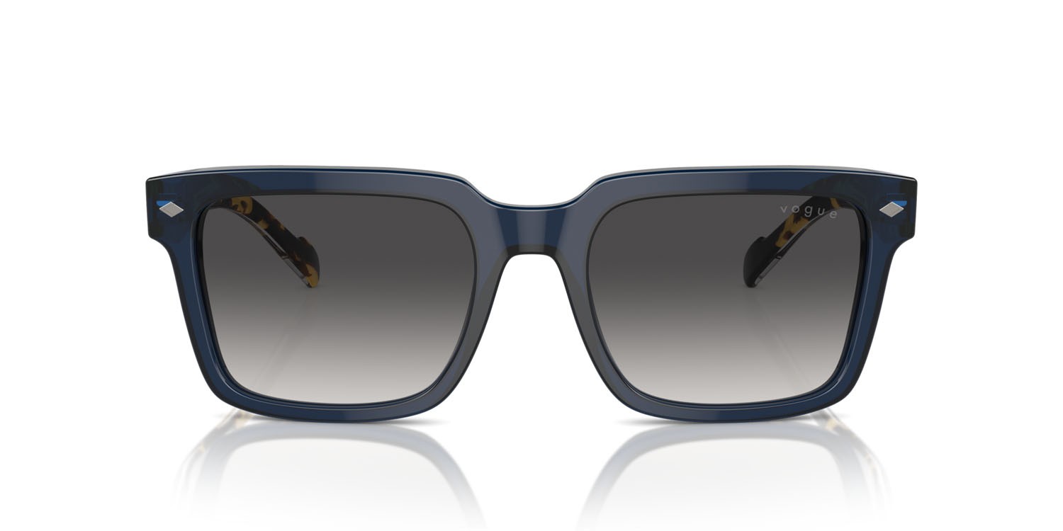 Occhiali da sole Vogue VO 5573S (31438G) colore blu trasparente forma quadrato lenti grigio sfumato nero