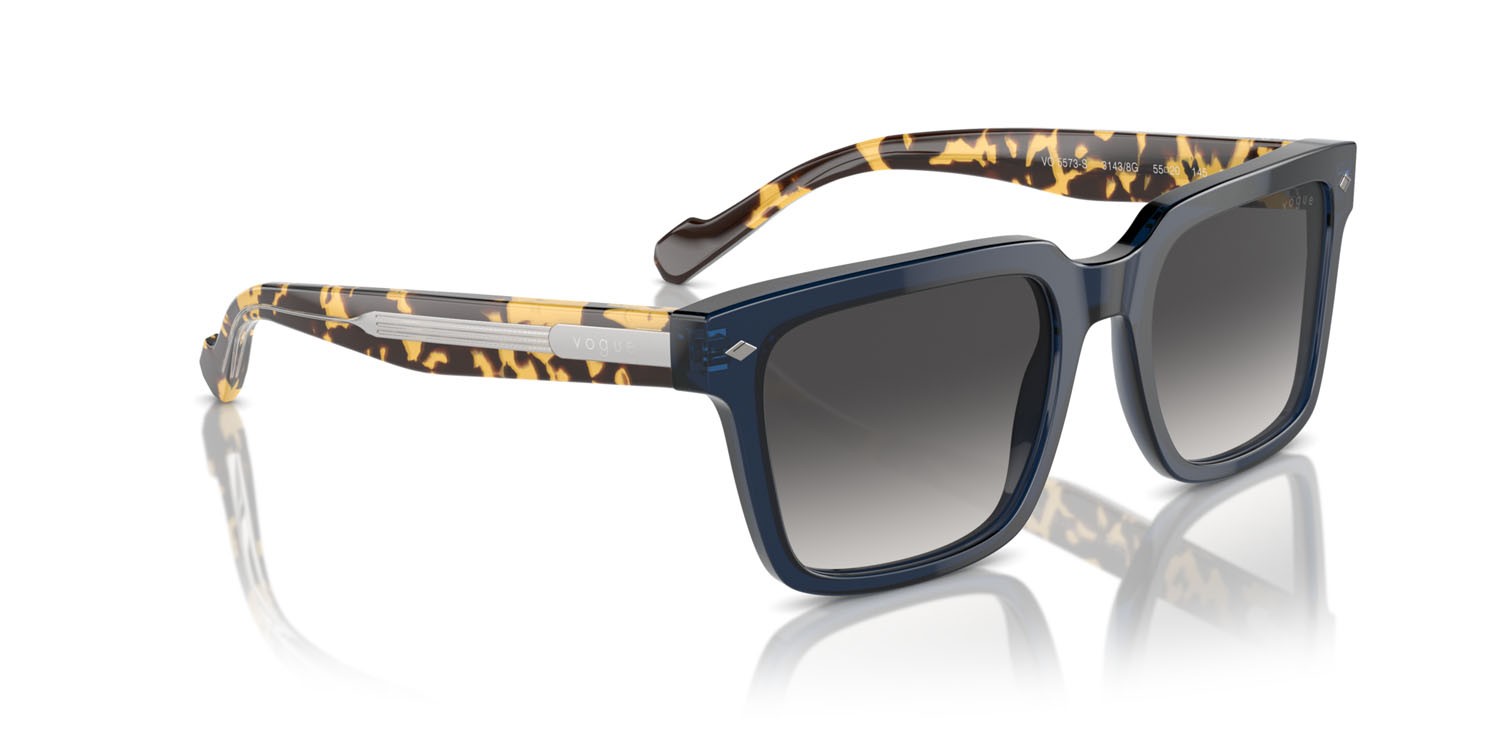 Occhiali da sole Vogue VO 5573S (31438G) colore blu trasparente forma quadrato lenti grigio sfumato nero