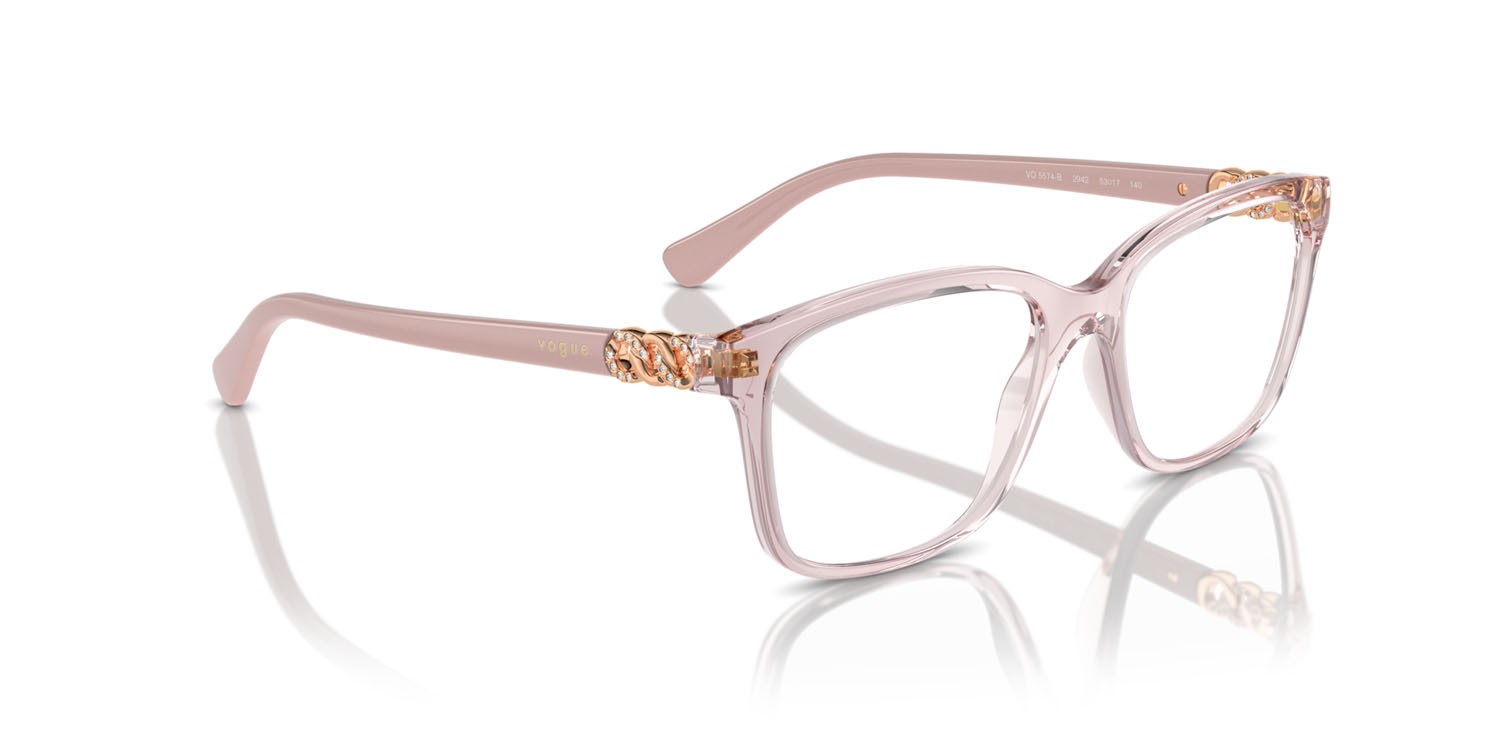 Eyeglasses Vogue VO 5574B (2942) color rosa trasparente shape square lenses lente demo