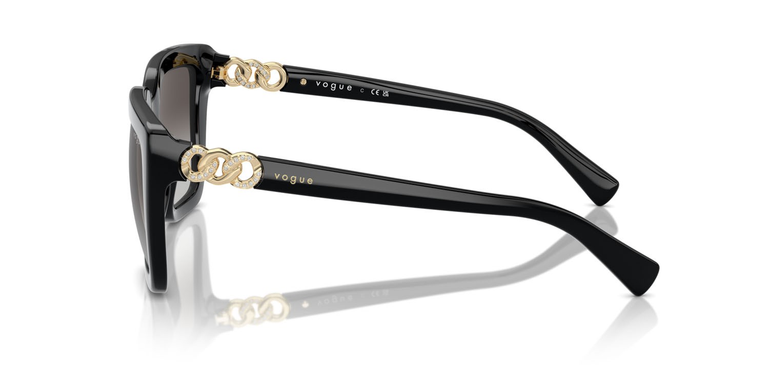 Occhiali da sole Vogue VO 5575SB (W44/8G) colore nero forma farfalla lenti grigio sfumato nero