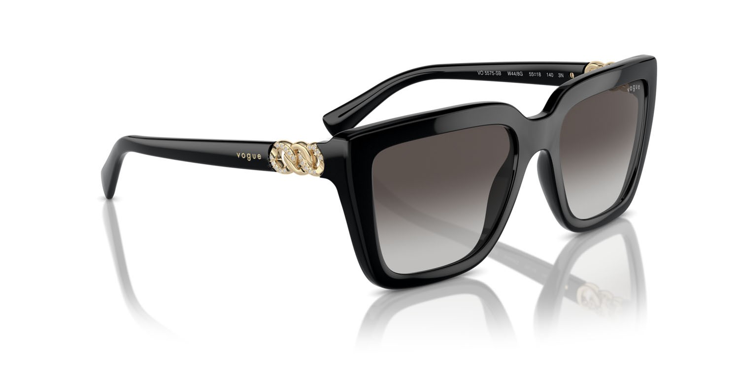 Occhiali da sole Vogue VO 5575SB (W44/8G) colore nero forma farfalla lenti grigio sfumato nero
