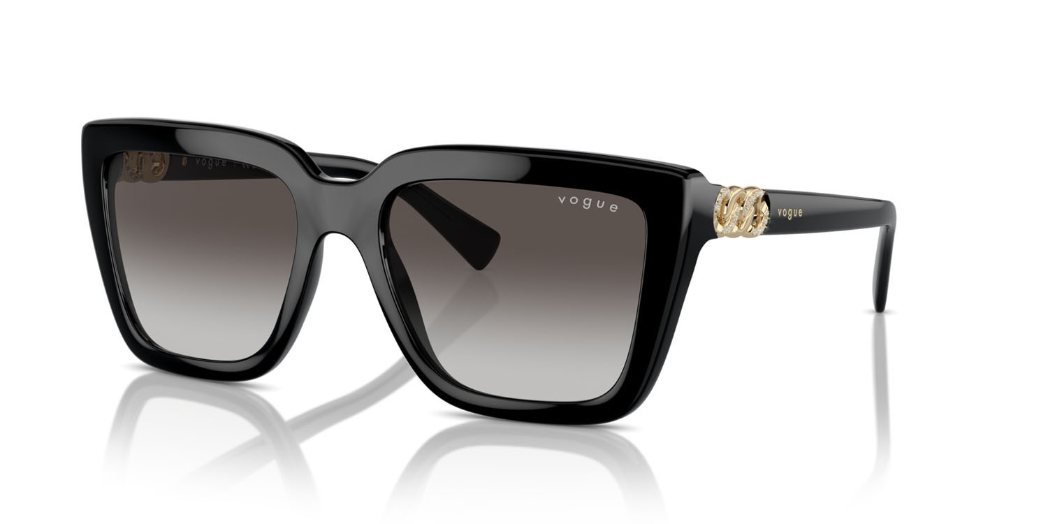 Occhiali da sole Vogue VO 5575SB (W44/8G) colore nero forma farfalla lenti grigio sfumato nero