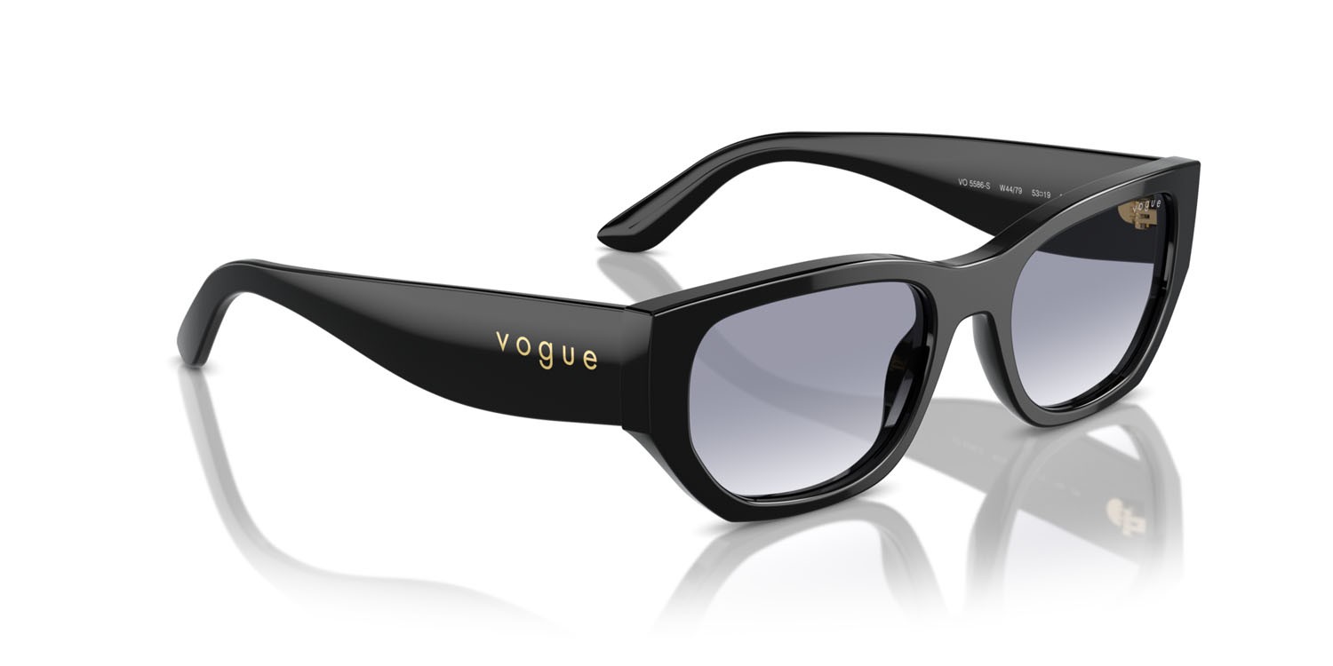 Sunglasses Vogue VO 5586S (W44/79) color nero shape rectangle lenses trasparente sfumato blu