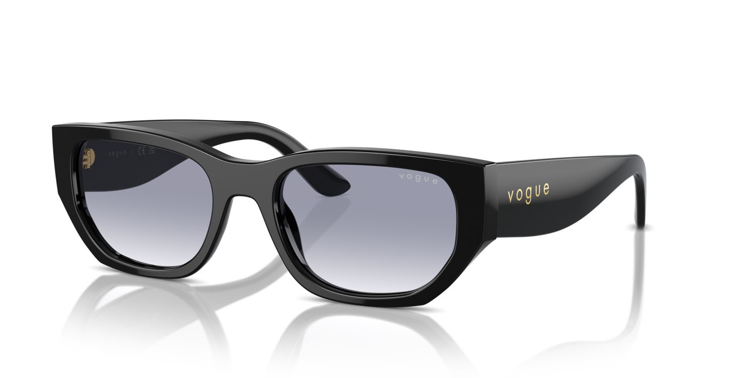 Sunglasses Vogue VO 5586S (W44/79) color nero shape rectangle lenses trasparente sfumato blu