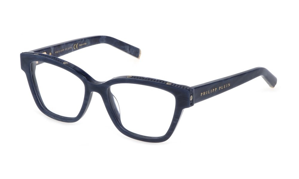 Brillen Philipp Plein Plein majestic VPP034S (0B35) farbe blu marmorizzato 