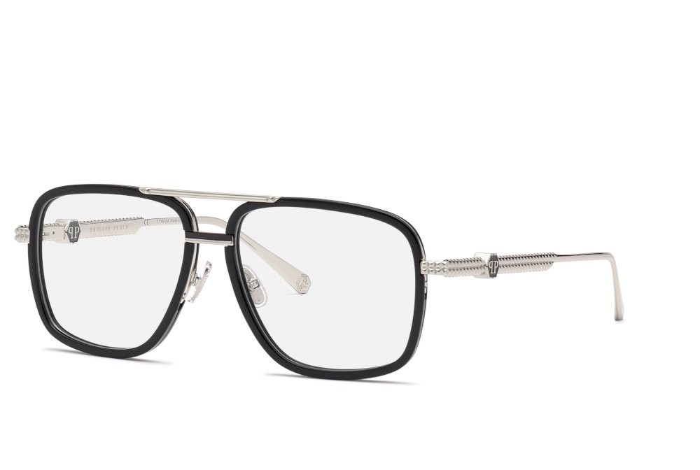 Occhiali da vista Philipp Plein VPP063M (0K07) colore palladio lucido c/parti nero semilucido 