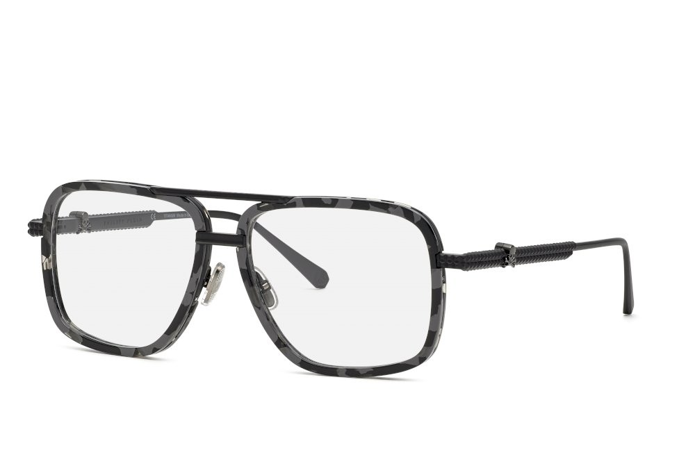 Occhiali da vista Philipp Plein VPP063V (0599) colore nero semilucido c/parti bachelite 
