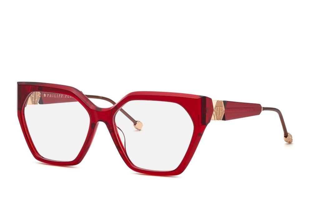 Occhiali da vista Philipp Plein Plein queen VPP068S (0V64) colore rosso bordeaux trasp.lucido 