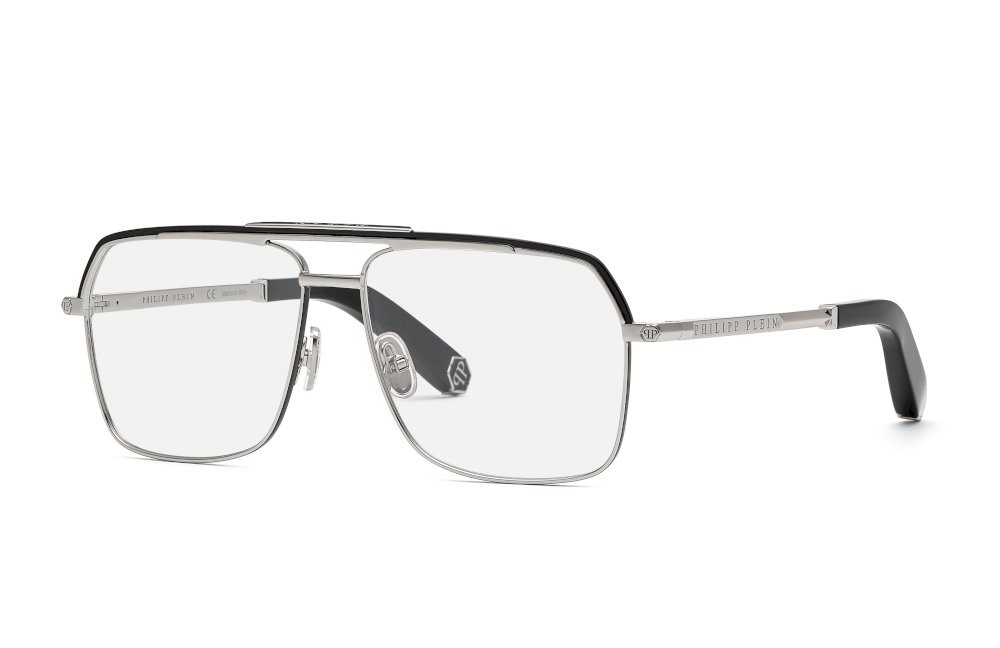 Occhiali da vista Philipp Plein VPP085M (0578) colore palladio c/parti nero lucido 