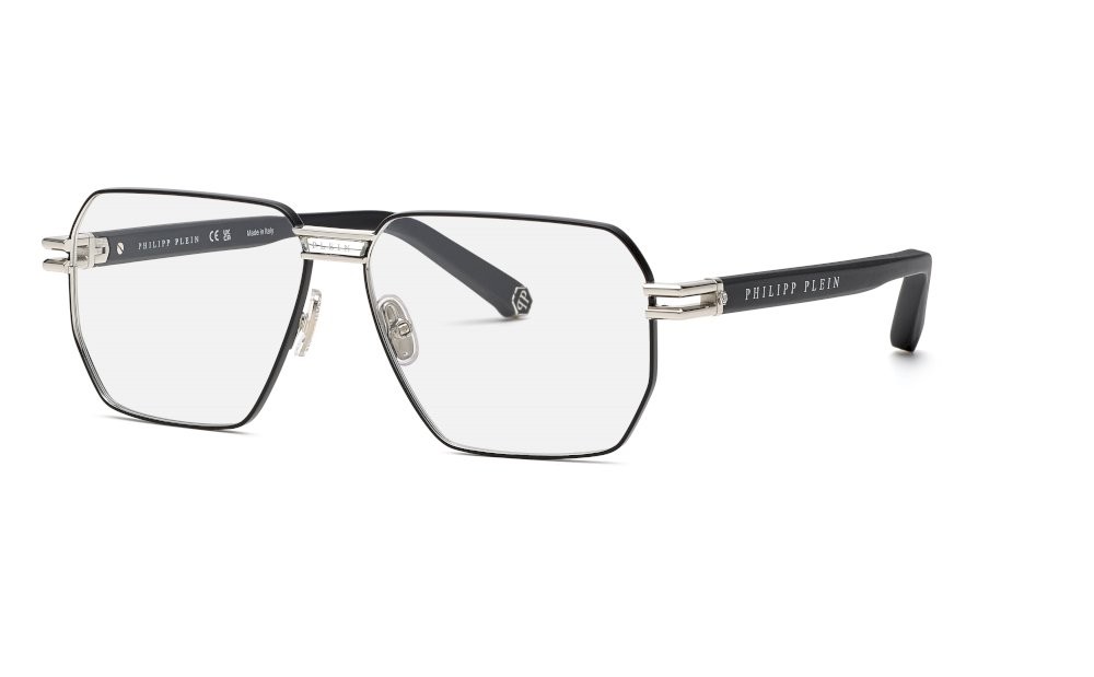 Occhiali da vista Philipp Plein VPP114M (0K07) colore palladio lucido c/parti nero semilucido 