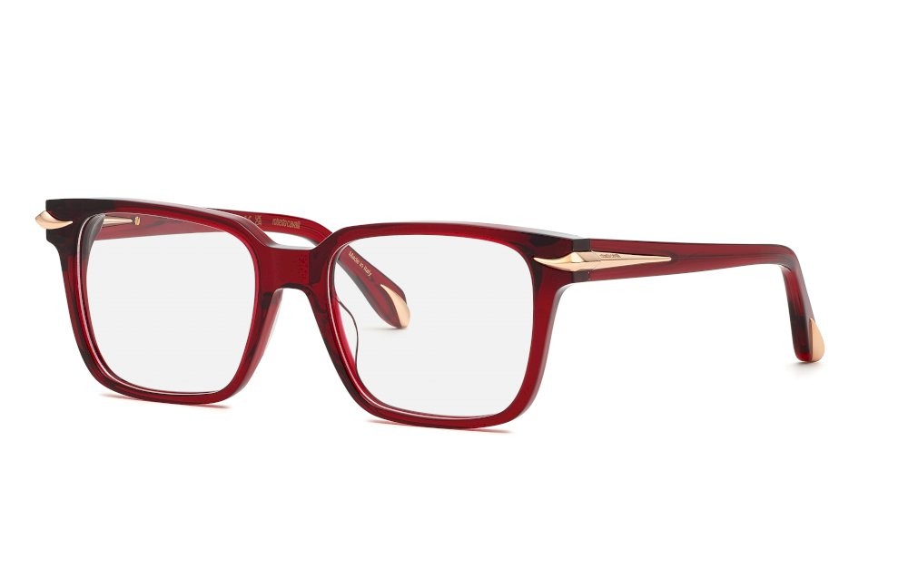 Eyeglasses Roberto Cavalli VRC019M (954Y) color bordeaux scuro trasparente lucido 