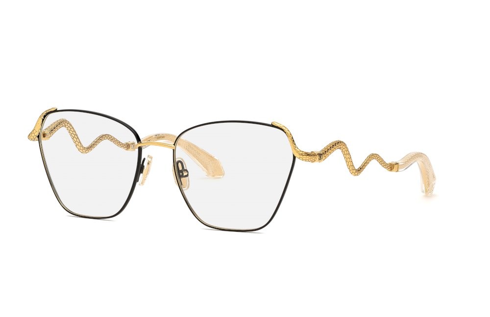 Eyeglasses Roberto Cavalli VRC021M (0A01) color oro giallo c/parti nero lucido 