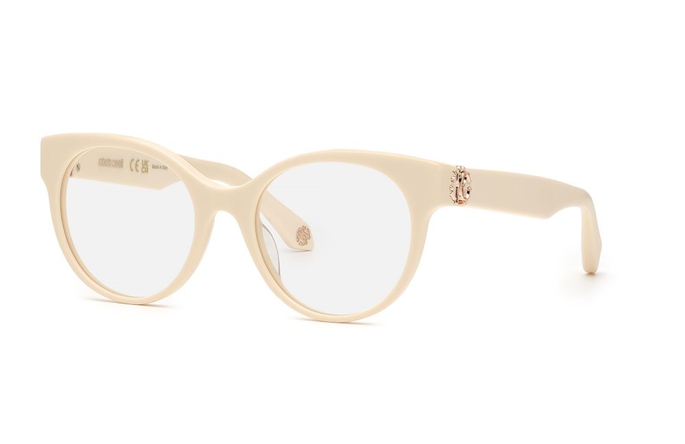 Occhiali da vista Roberto Cavalli VRC027M (09X7) colore panna pieno lucido 