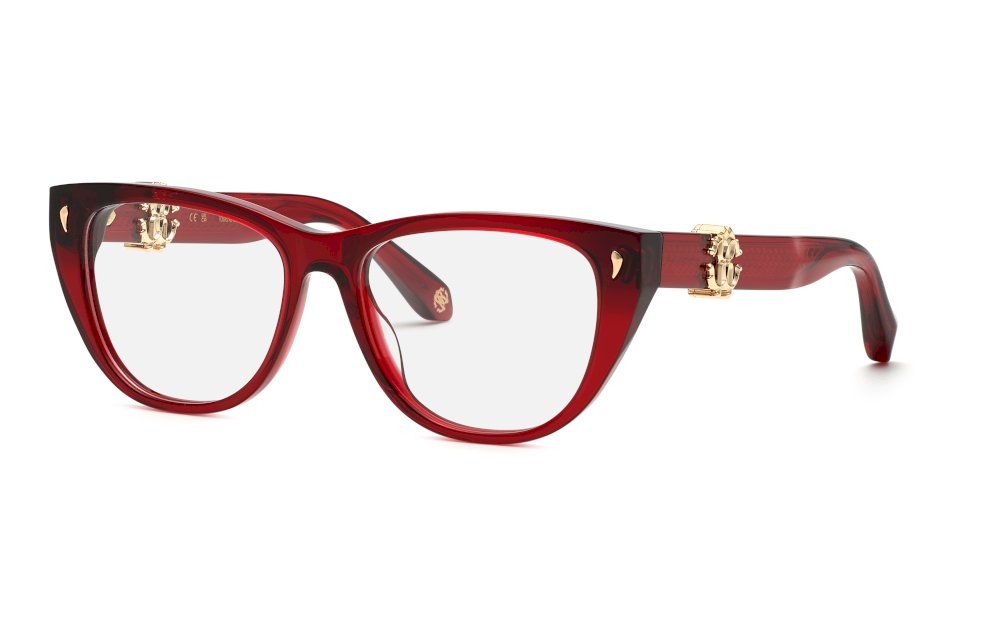 Eyeglasses Roberto Cavalli VRC045 (0954) color bordeaux scuro trasparente lucido 