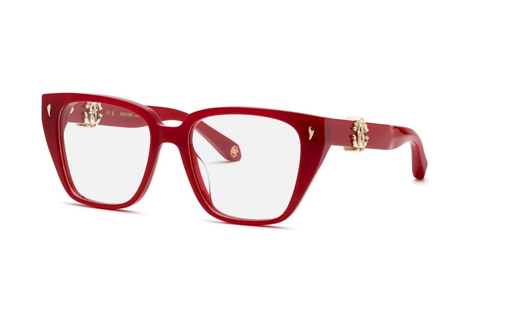 Eyeglasses Roberto Cavalli VRC046 (09EZ) color rosso pieno lucido 