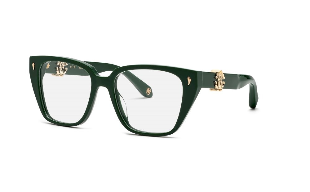 Eyeglasses Roberto Cavalli VRC046 (0D80) color verde pieno lucido 