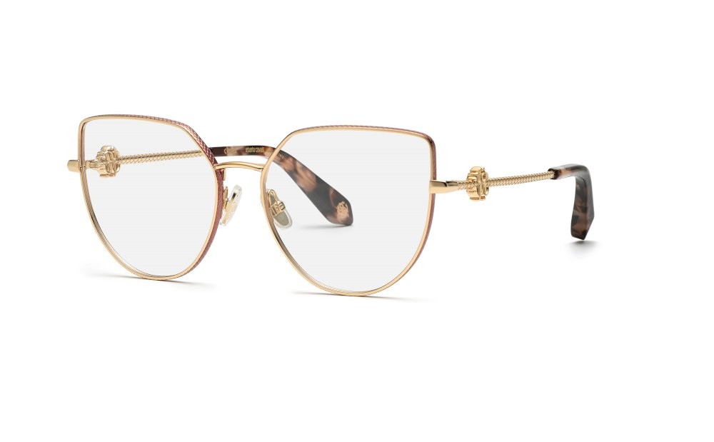 Eyeglasses Roberto Cavalli VRC048 (0323) color oro rosè lucido c/parti rosa 