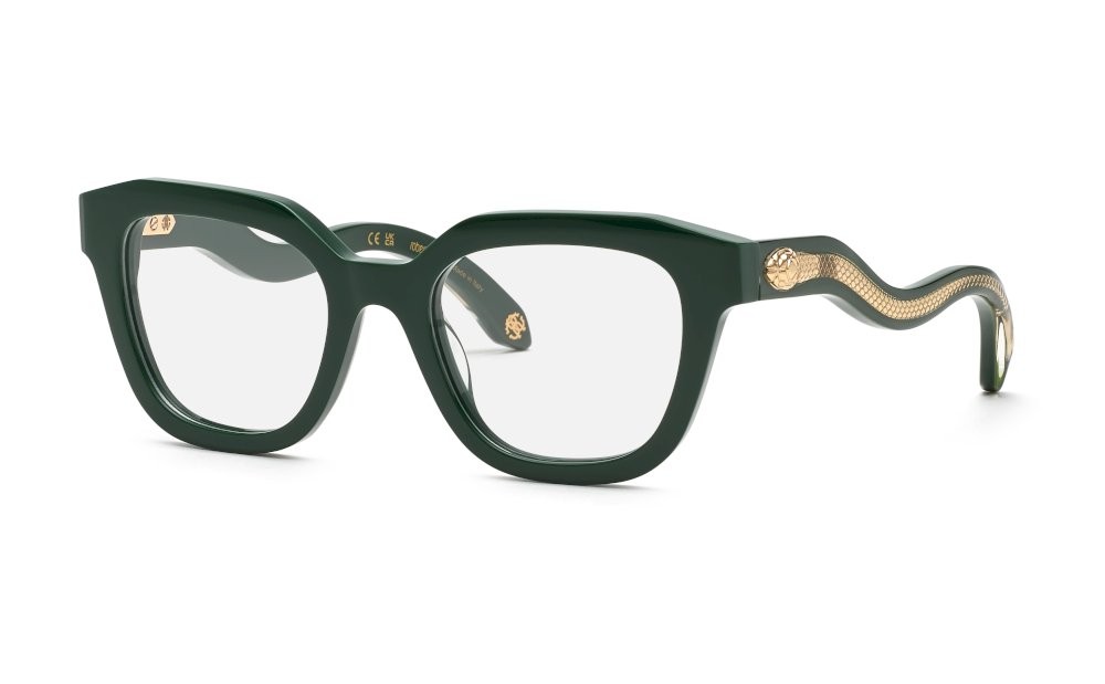 Eyeglasses Roberto Cavalli VRC071 (0D80) color verde pieno lucido 
