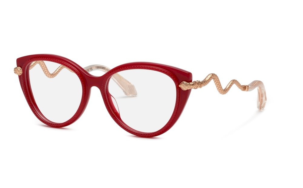 Occhiali da vista Roberto Cavalli VRC105 (09EZ) colore rosso pieno lucido 