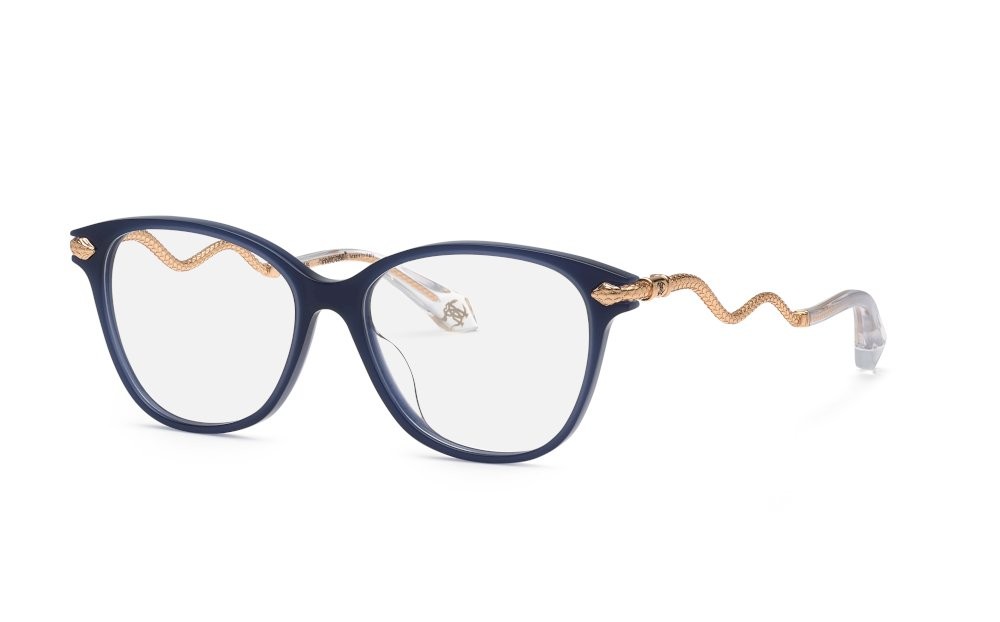 Eyeglasses Roberto Cavalli VRC121 (0956) color blu opalino lucido 