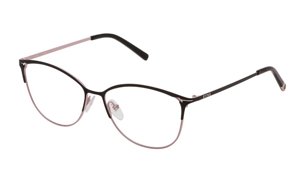 Occhiali da vista Sting Logic 4 VST111 (0SG5) colore nero lucido c/parti rosa coprente lucido 