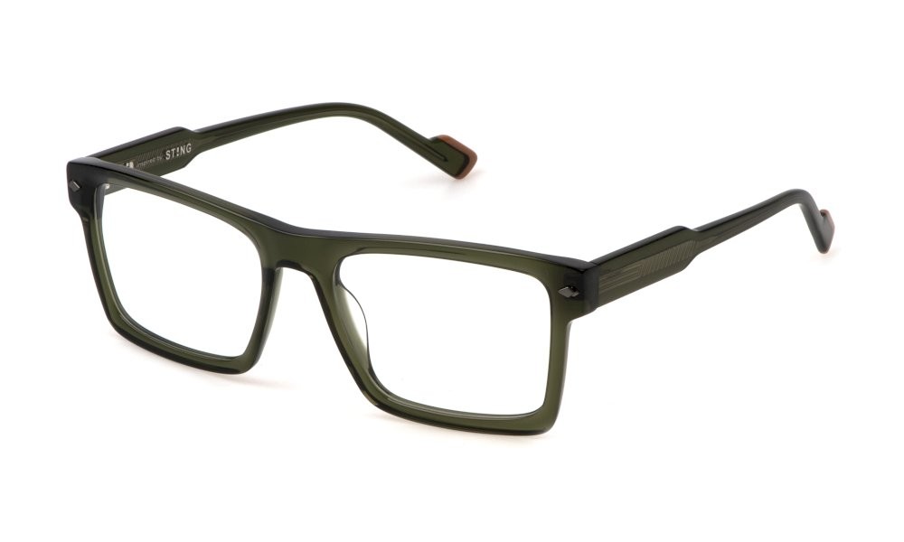 Occhiali da vista Sting VST504 (09HF) colore verde oliva trasparente lucido 