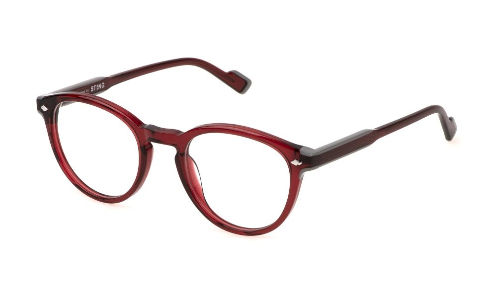 Eyeglasses Sting VST505 (0V64) color rosso bordeaux trasparente lucido 