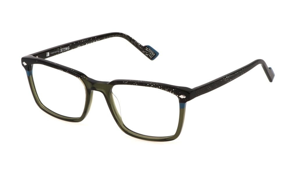 Eyeglasses Sting VST511 (9HFY) color verde oliva trasparente lucido 