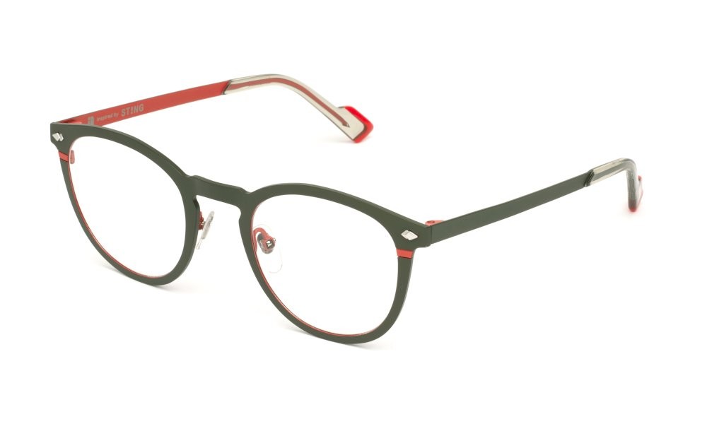 Eyeglasses Sting VST534 (08GP) color verde kaki opaco 