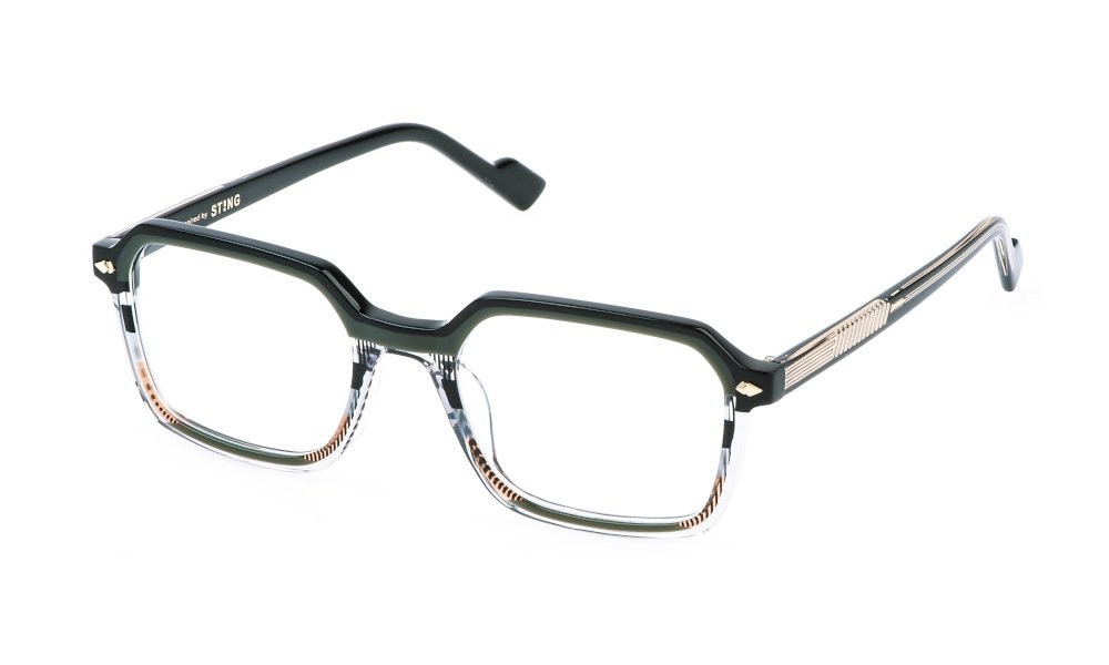 Occhiali da vista Sting VST543 (07NN) colore fantasia verde/nero/marrone lucido 