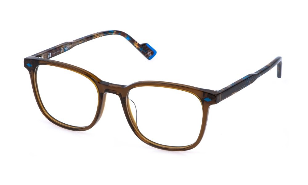 Eyeglasses Sting VST568 (0893) color marrone trasparente lucido 