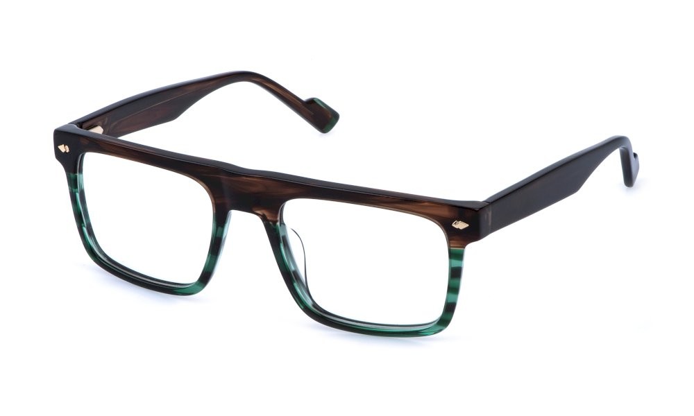 Eyeglasses Sting VST575V (0VBT) color verde striato trasparente 