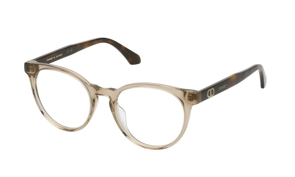 Eyeglasses Twinset VTW012 (07AY) color marrone trasparente lucido 