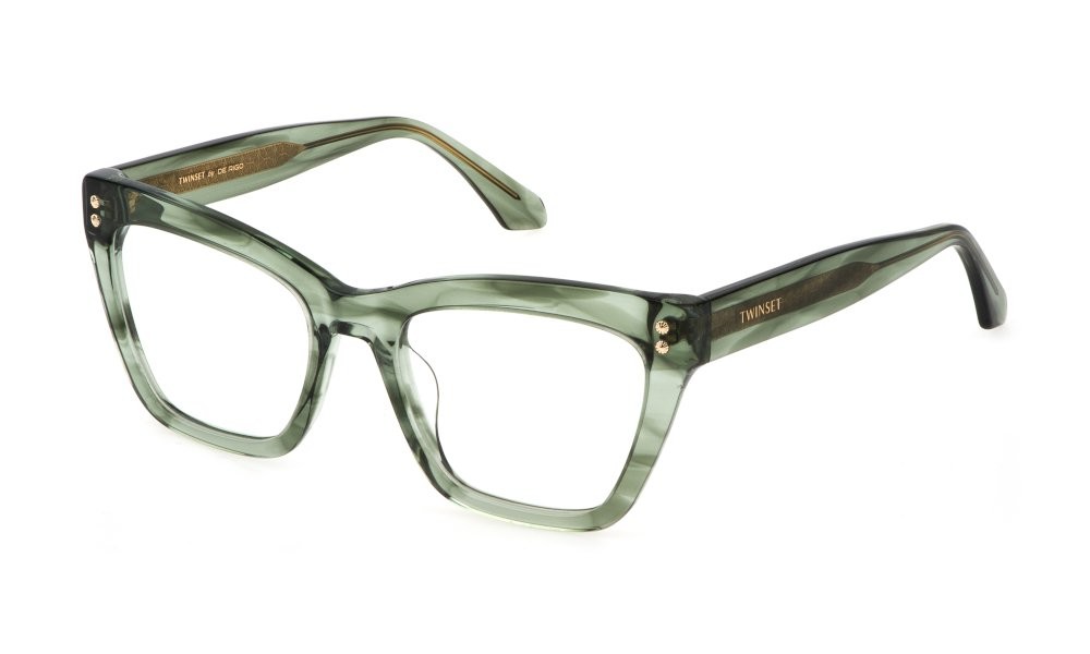 Eyeglasses Twinset VTW013V (0VBT) color verde striato trasparente  