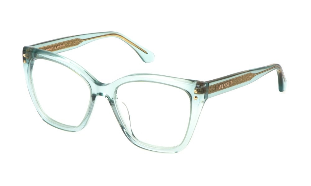 Eyeglasses Twinset VTW042 (07TH) color verde menta trasparente lucido 