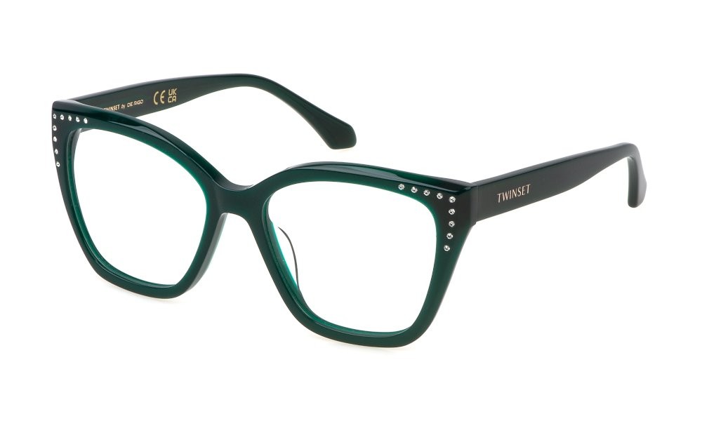 Eyeglasses Twinset VTW042S (06WT) color verde scuro lucido 