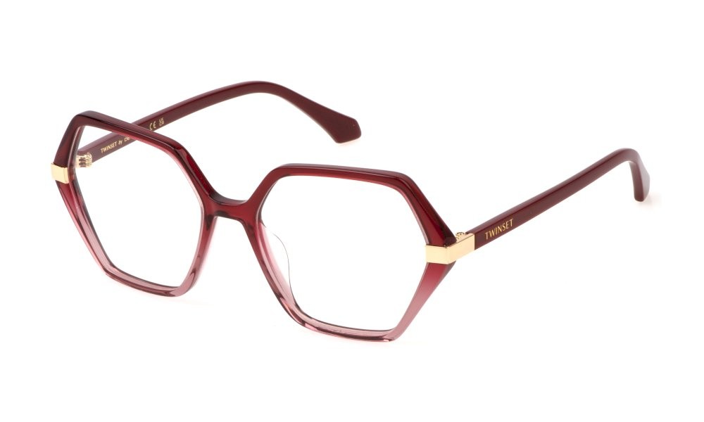 Eyeglasses Twinset VTW052 (0AQ8) color rosso sfumato rosa chiaro lucido 