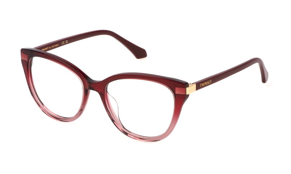 Eyeglasses Twinset VTW053 (0AQ8) color rosso sfumato rosa chiaro lucido 