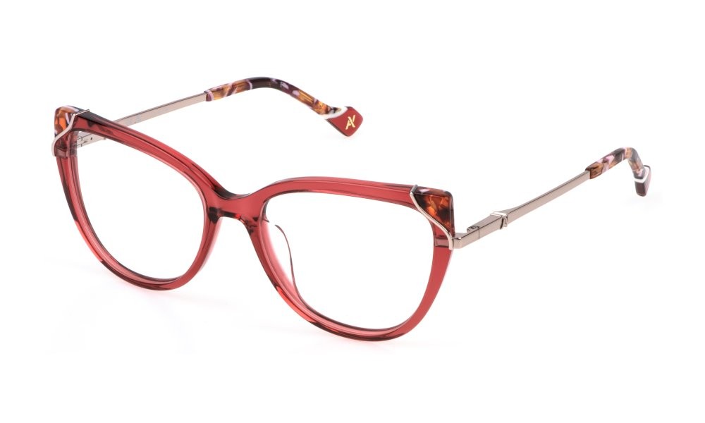 Eyeglasses Yalea Jeanne VYA160 (092J) color rosso mattone trasparente lucido 