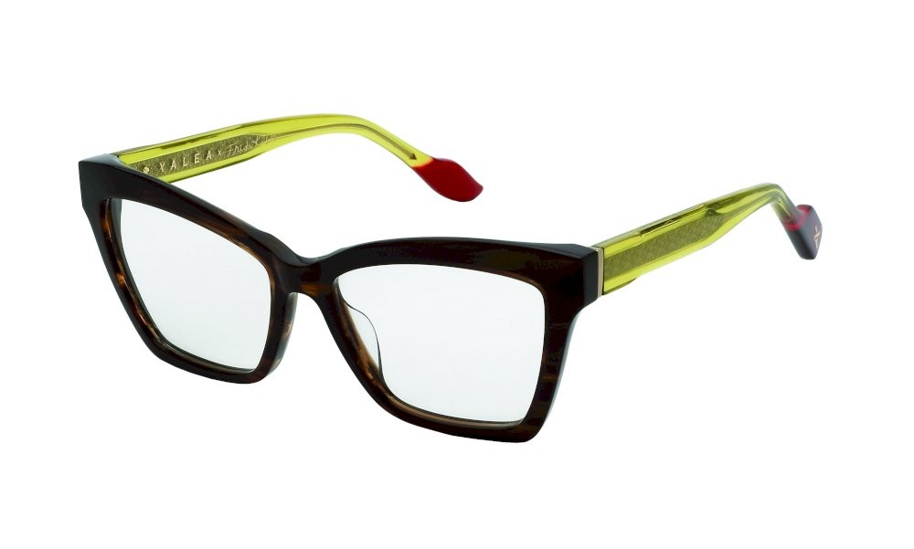 Eyeglasses Yalea Frida kahlo VYA173 (0GEQ) color nero sfumato marrone/ocra striato 