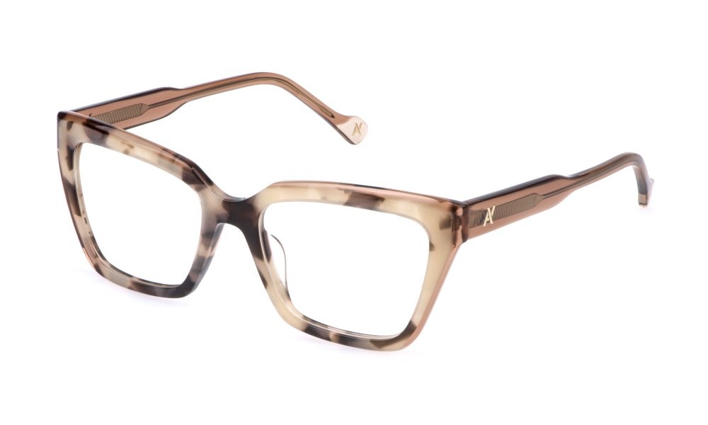 Eyeglasses Yalea Ingrid VYA176V (0XA5) color avana marrone-bianco opalino lucida 