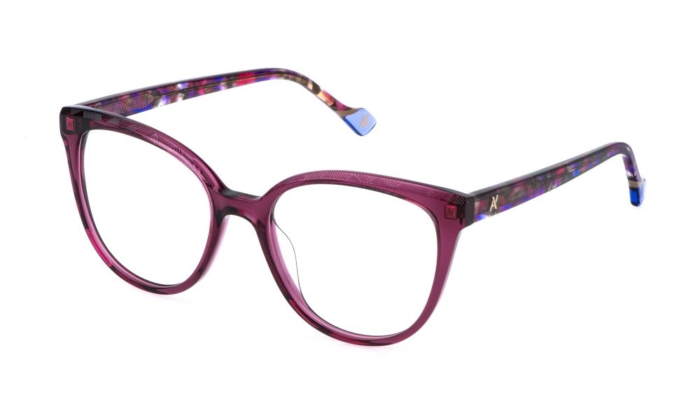 Eyeglasses Yalea IrÈne VYA201 (09PX) color viola trasparente lucido 