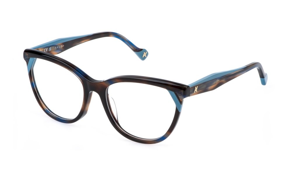 Eyeglasses Yalea Samantha VYA205 (0M61) color blu/marron striato lucido 