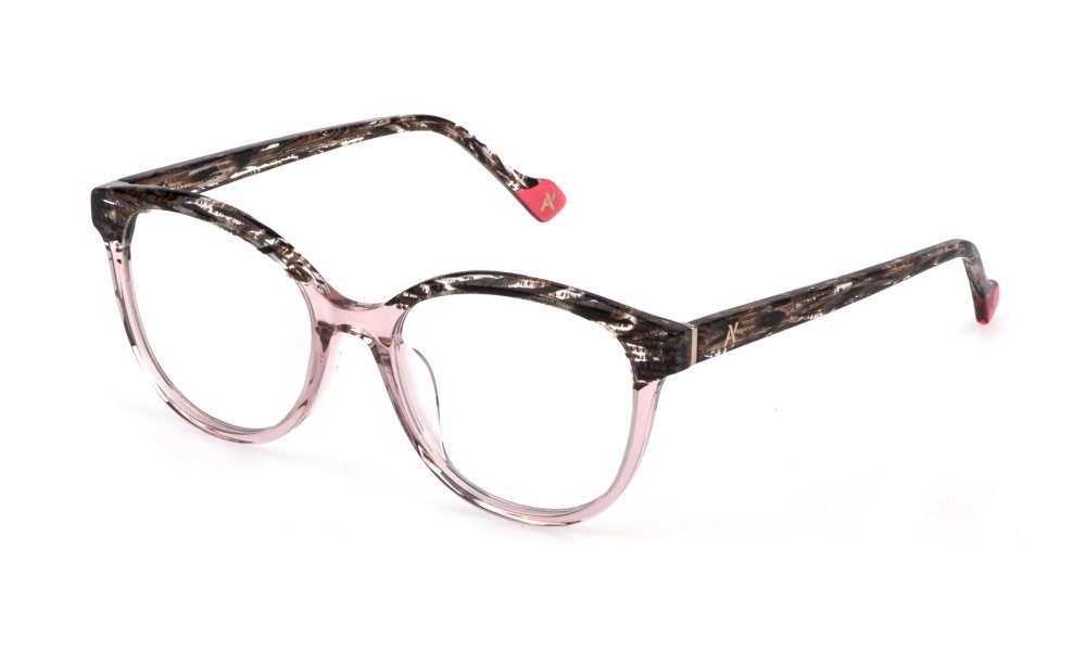 Eyeglasses Yalea Sandra VYA206 (09N3) color marrone striato lucido 