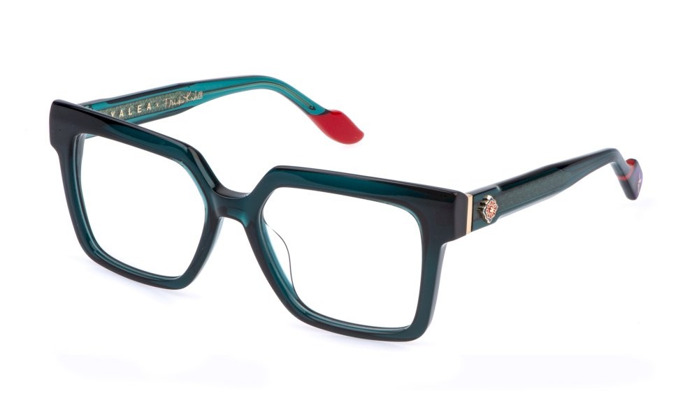 Eyeglasses Yalea Frida kahlo VYA223 (0J80) color verde petrolio trasparente 
