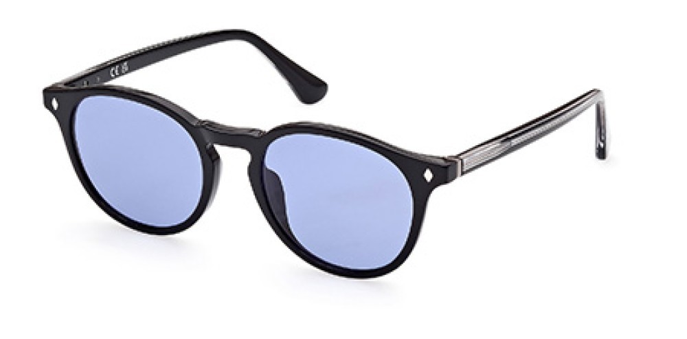 Sunglasses Web WE0328 (01V) color nero lucido shape round lenses blu