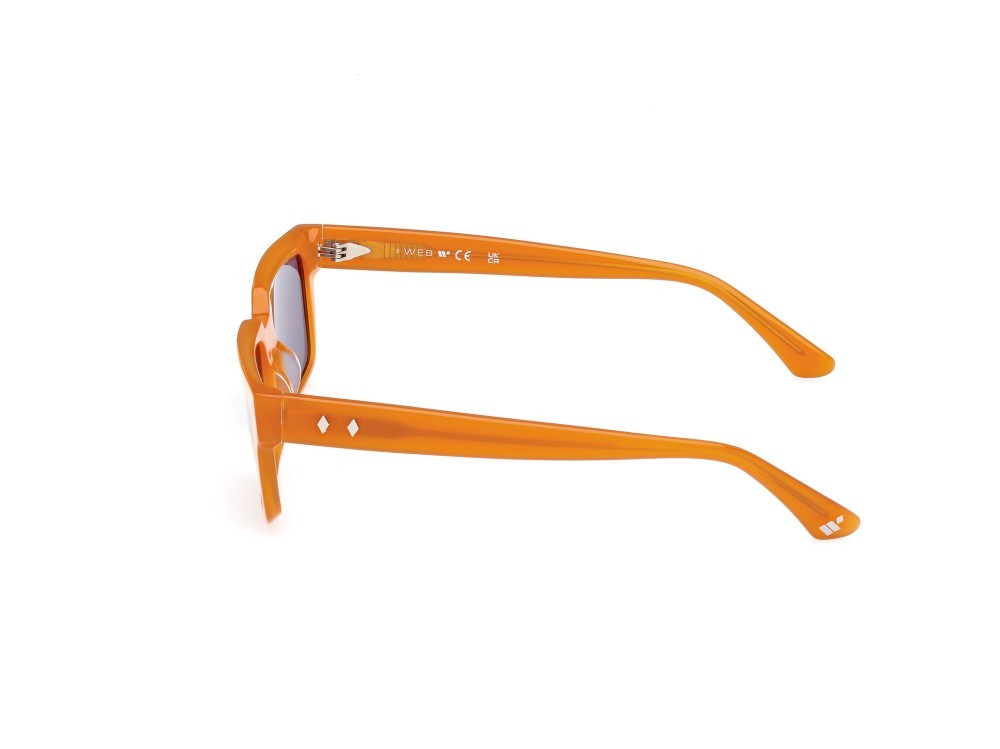 Sonnenbrillen Web WE0360 (44V) farbe arancio chiaro lucido form rechteckig gläser blu