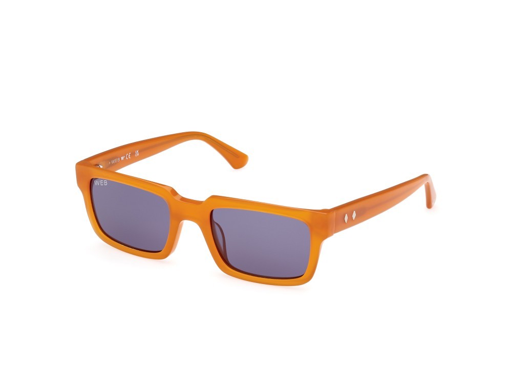 Sonnenbrillen Web WE0360 (44V) farbe arancio chiaro lucido form rechteckig gläser blu