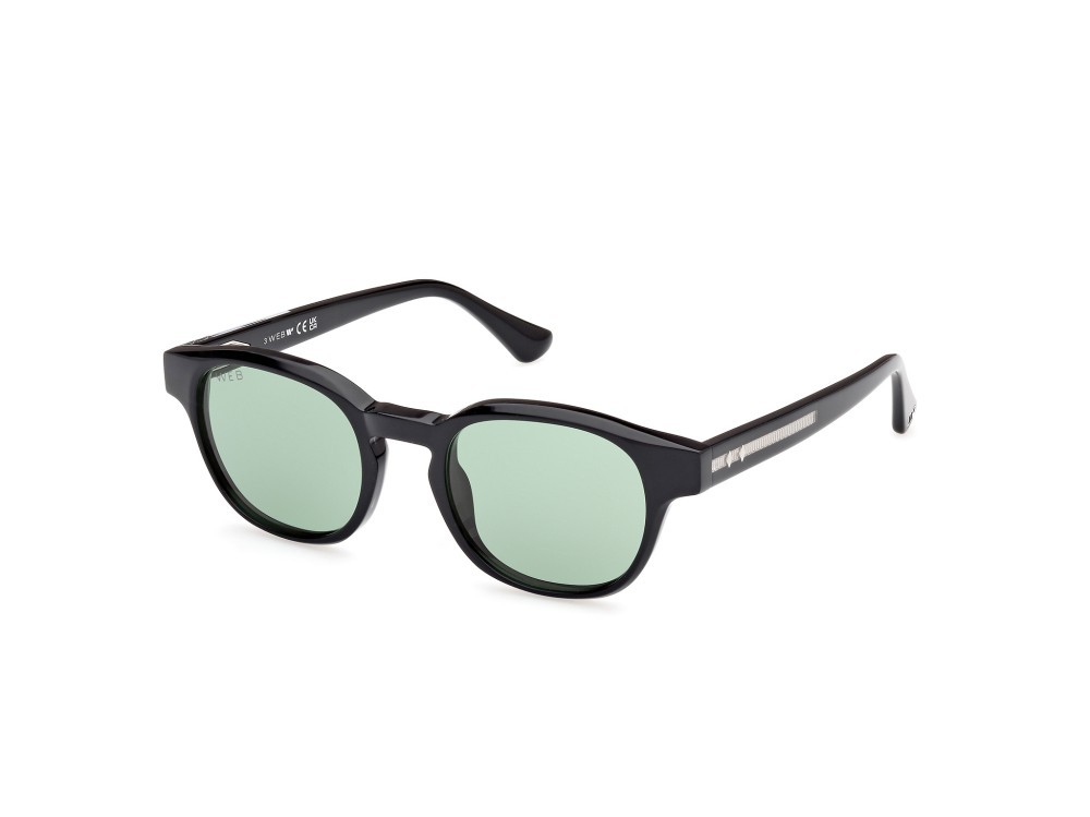 Sunglasses Web WE0361 (05N) color nero cristallo - nero lucido shape round lenses verde