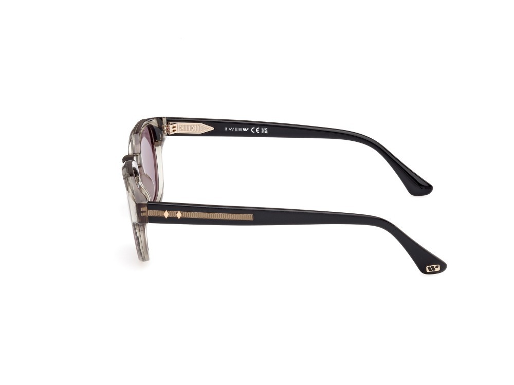 Sunglasses Web WE0361 (95A) color verde chiaro lucido - nero lucido shape round lenses fumo